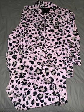 Pink and Black Leopard Print Pajama Set